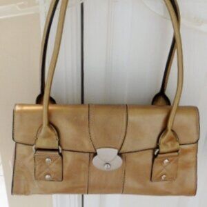 ALMOST NEW: East 5th Vintage Metallic Leather Magnetic Closure Satchel